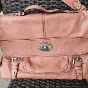 Fossil Pink Leather Laptop Bag
